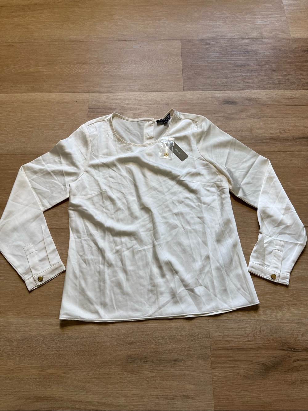 J. Crew Cream Long-Sleeve Button-Cuff Blouse